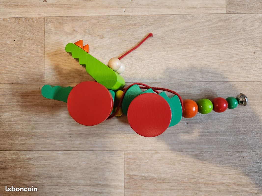Crocodile roulette à tirer en bois (image 3)