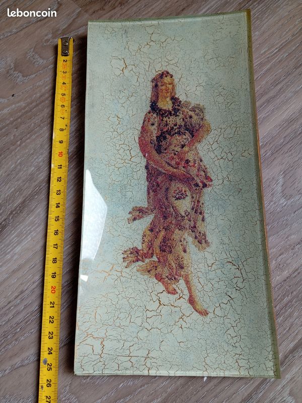 Plate en verre vintage art (image 3)