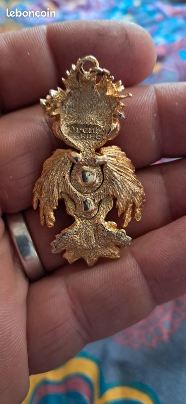 Ancien Pendentif Médaille Plaquer Or Breloque main