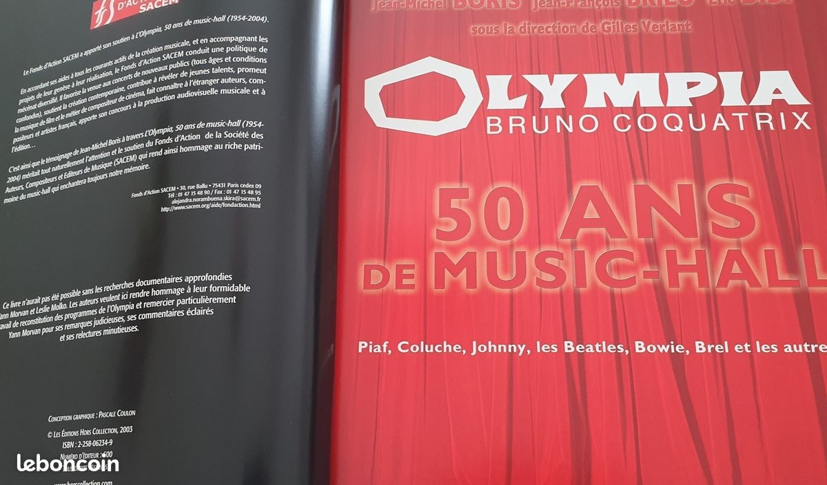 Olympia Bruno Coquatrix 50 ans MISIC HALL - Livres
