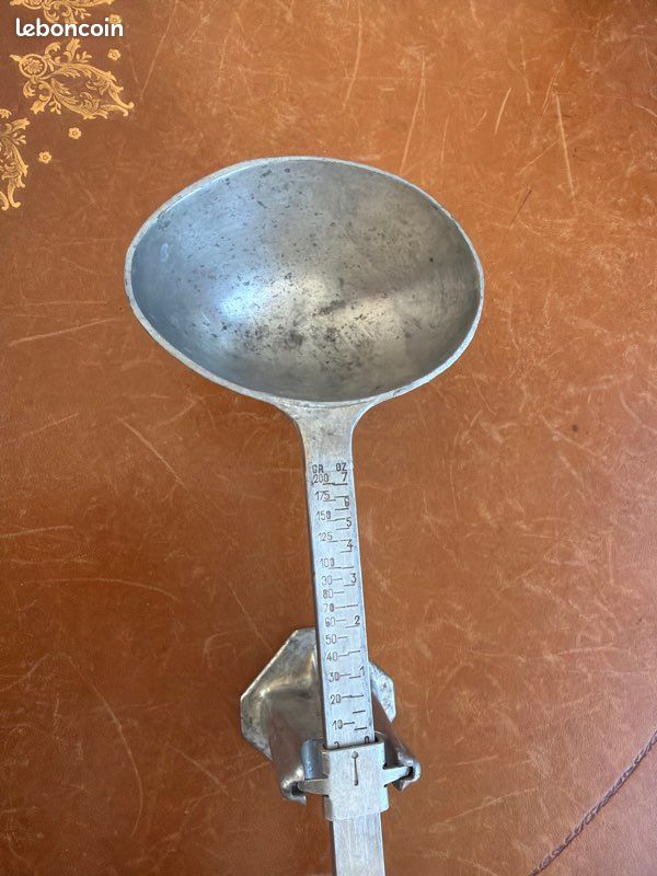 Louche Ancienne En Aluminium Gris, Années 60-70, Longueur 36 Cm, Diamètre 10 Cm
