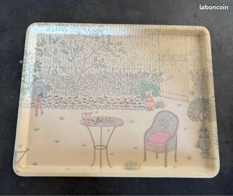 Vintage Plateau fibre de verre modèle Camaïeu pour Alpac 80's (image 1)