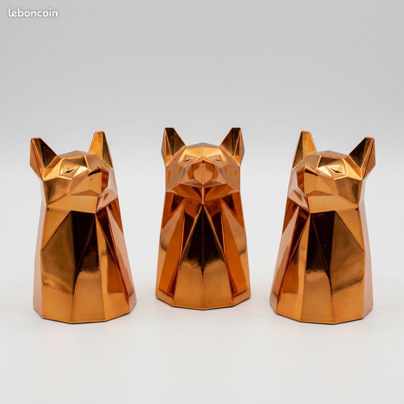 Lot 3 verres à shot shooter Eristoff tête de loup origami cuivré (image 1)