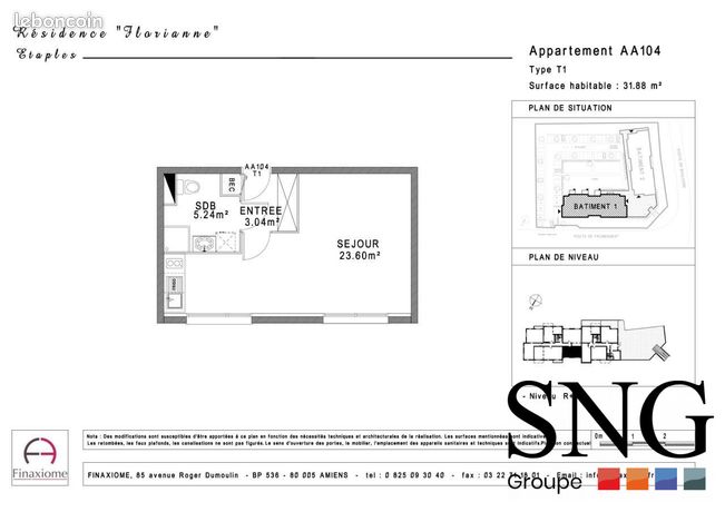 Studio 1 pièce 33 m²