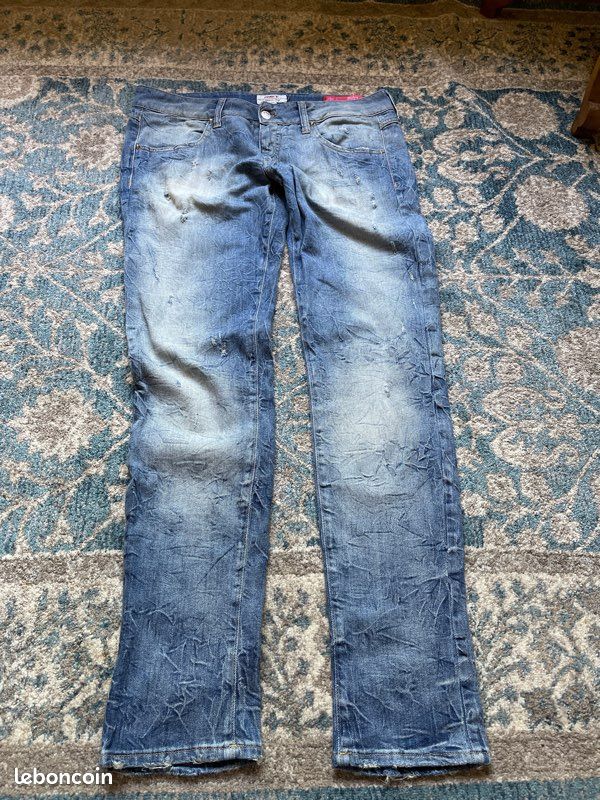 Lot 3 jeans MET taille XL taille basse; rose scintillant, bleu ciel: skinny used déchiré (image 3)