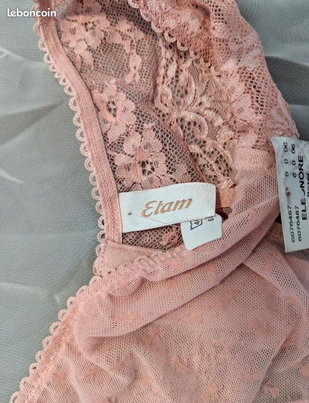 String rose pâle en dentelle Etam - Taille 42 - Neuf avec étiquette (image 4)