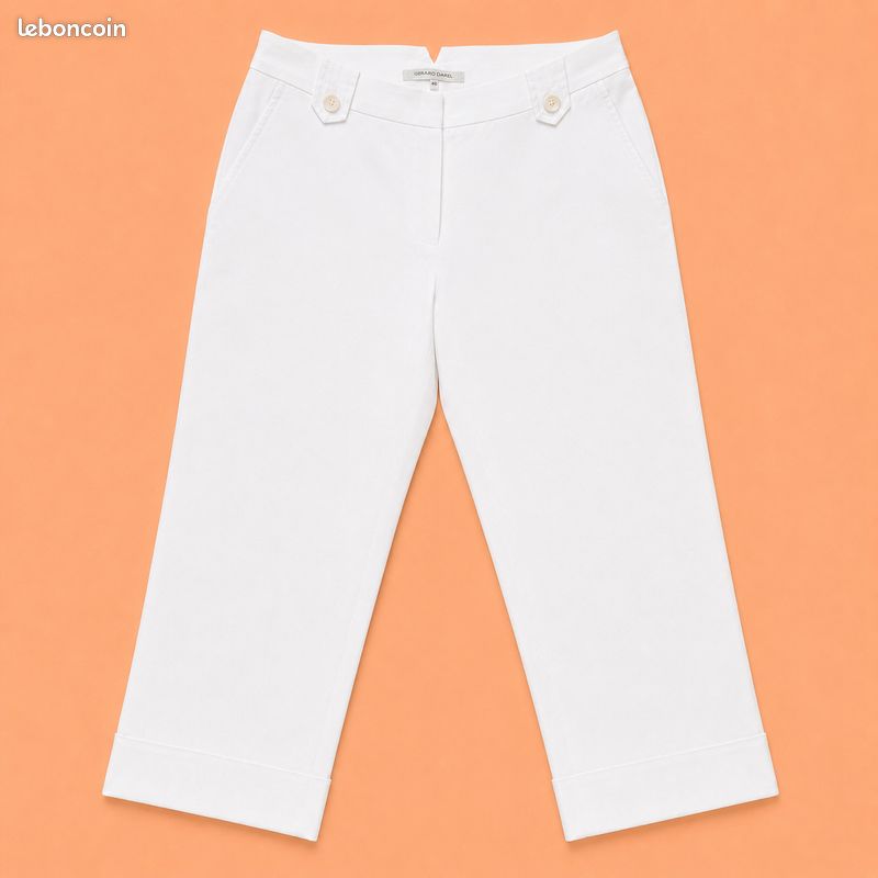 Pantacourt Cropped Corsaire Blanc Capri Femme Chic été GERARD DAREL Taille 40 Neuf (image 3)