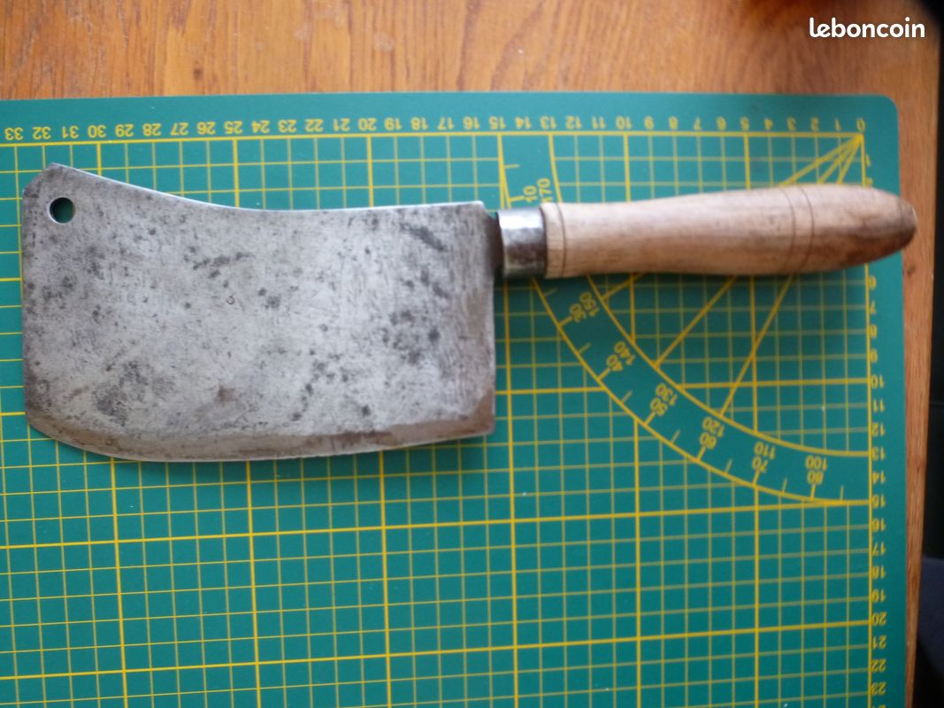 ANCIEN COUPERET DUROL INOX TRANCHOIR De BOUCHER Hachoir FEUILLE De Boucher D Imgx500 3198