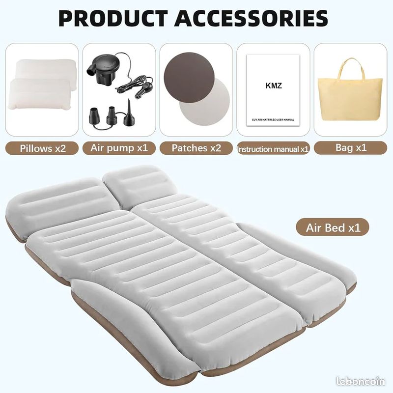 Matelas Gonflable Vino Cove Pour SUV, Avec Pompe, 140x200 Cm, Coffre De Voiture
