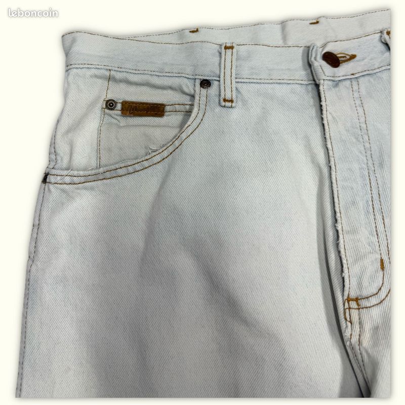 Jeans Homme Wrangler W34 L30 Bleu clair Coton Bon état Regular Normal Uni (image 3)