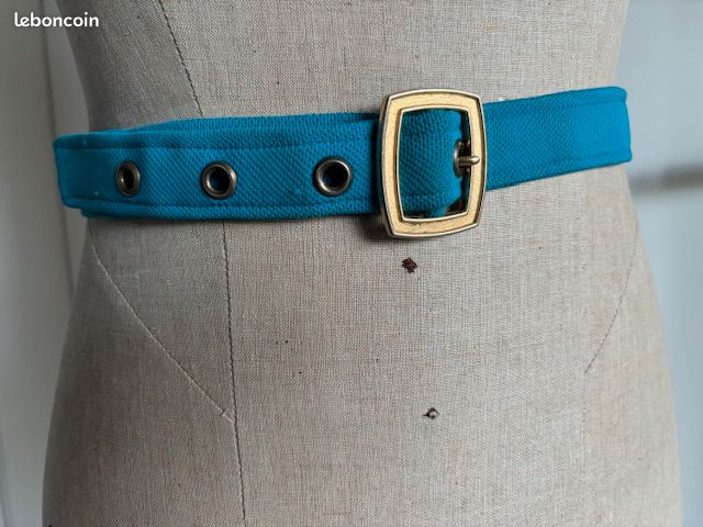 Ceinture turquoise tissu années 60 dans l'état (image 2)