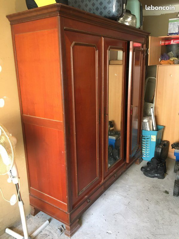 Armoire 3 portes et miroir en chêne massif (image 2)