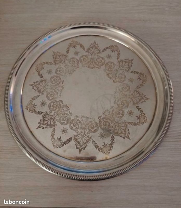 ANCIEN PLAT DE SERVICE COUVERT * ARGENTERIE POINÇON d' ORFÈVRE * MÉTAL