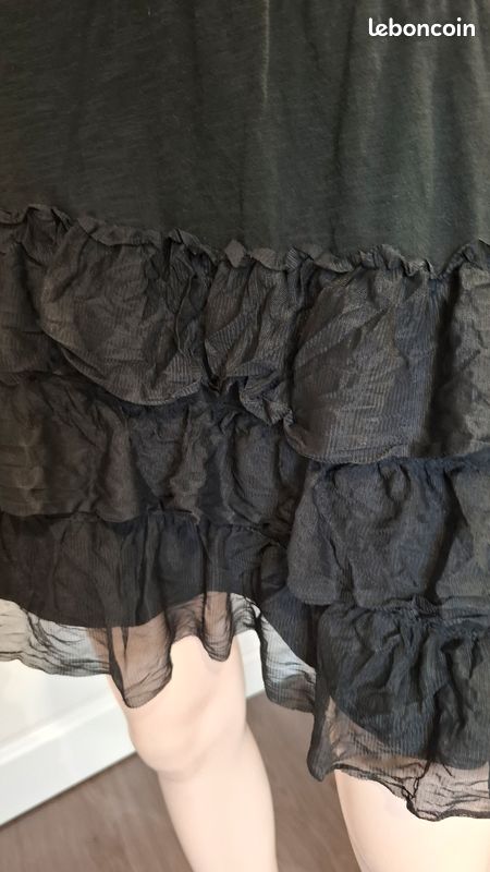Jupe Noire à Volants Flavio Castellani - Taille 38, Neuf Sans étiquettes, Style Mini, Coton