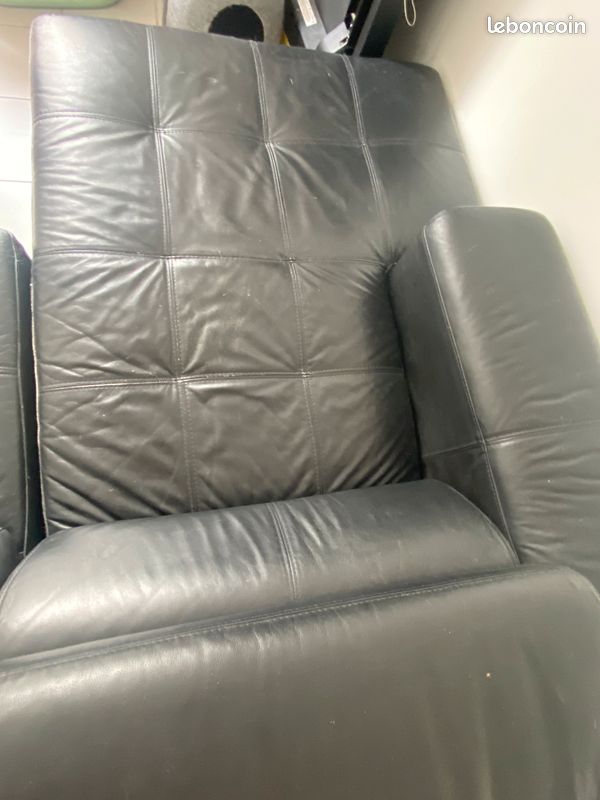 Vente canapé noir cuir avec méridienne (image 4)