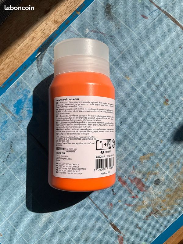 Peinture acrylique orange 500ml (image 2)