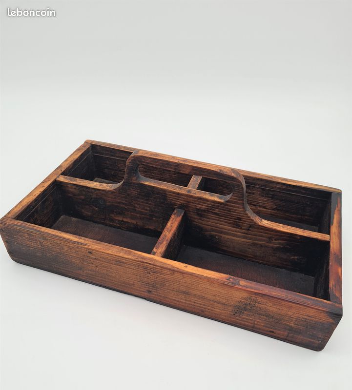 Boîte à outils en bois avec poignée, plateau de rangement Vintage - J01 (image 2)