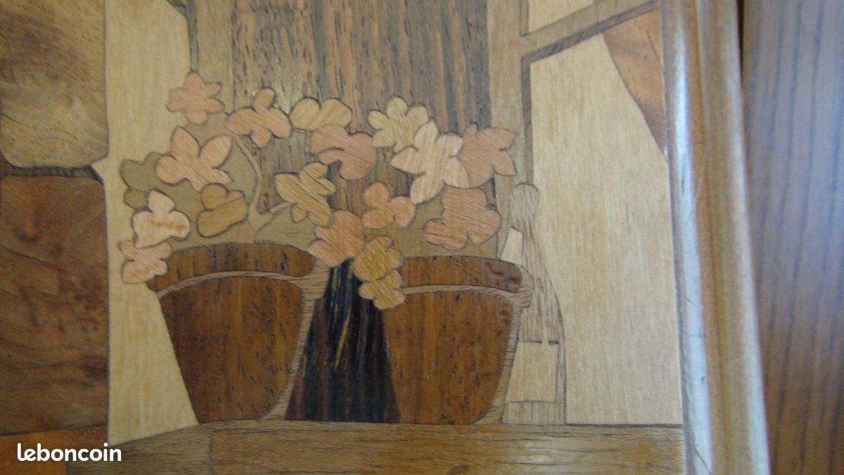 Tableau Panneau de marqueterie -Vieil Anderlecht- signé GODARD René