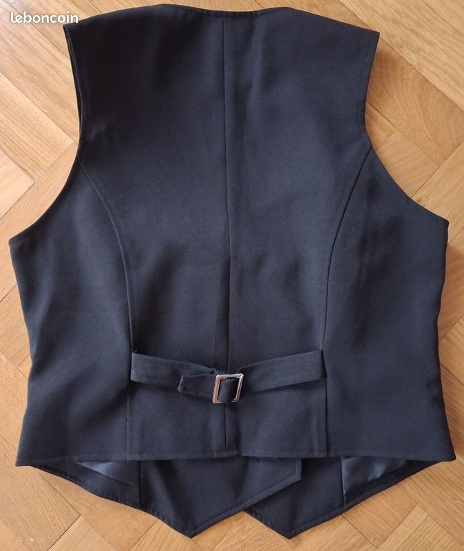 Gilet Costume Femme Sans Manches Boutonné Col V - Veste Courte Décontractée Slim Automne Printemps