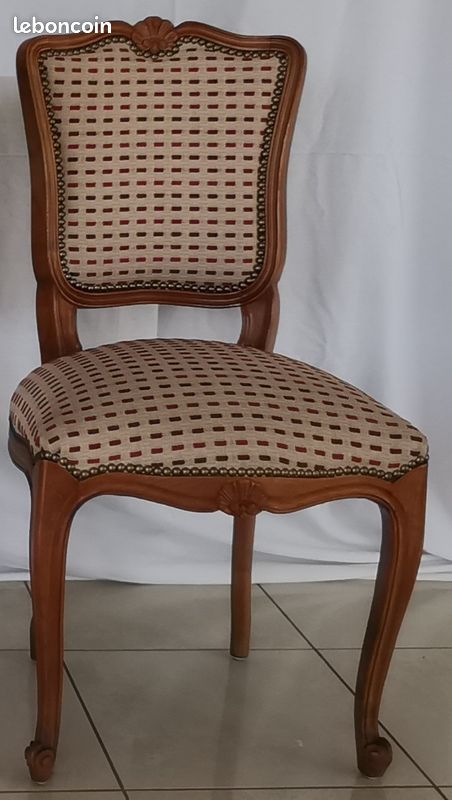 6 chaises bois et tissu louis (image 5)