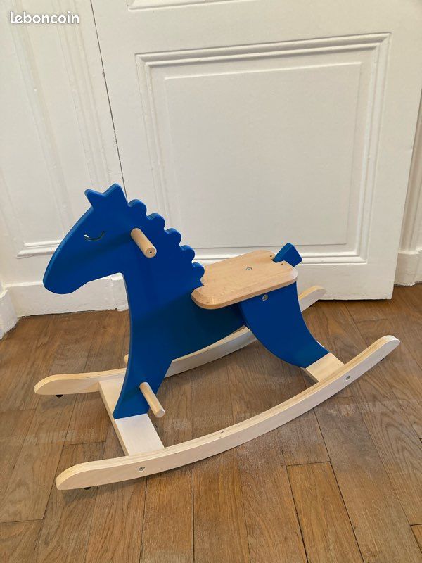 Jouet Cheval Ã Bascule Bleu Cheval à Bascule Vilac Bois Bleu Jeux