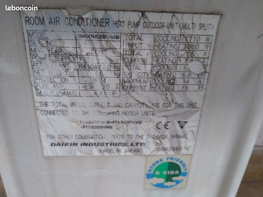 Vente d'un système de climatisation, de chauffage et de refroidissement Daikin d'occasion (image 3)