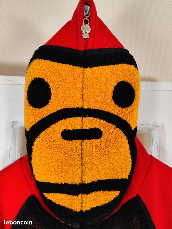 Pull / Sweat rouge - A BATHING APE Feat BABY MILO - taille XL (image 9)