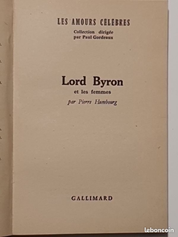 LES AMOURS CELEBRES 15 lord byron et les femmes PIERRE HUMBOURG 1959 (image 2)