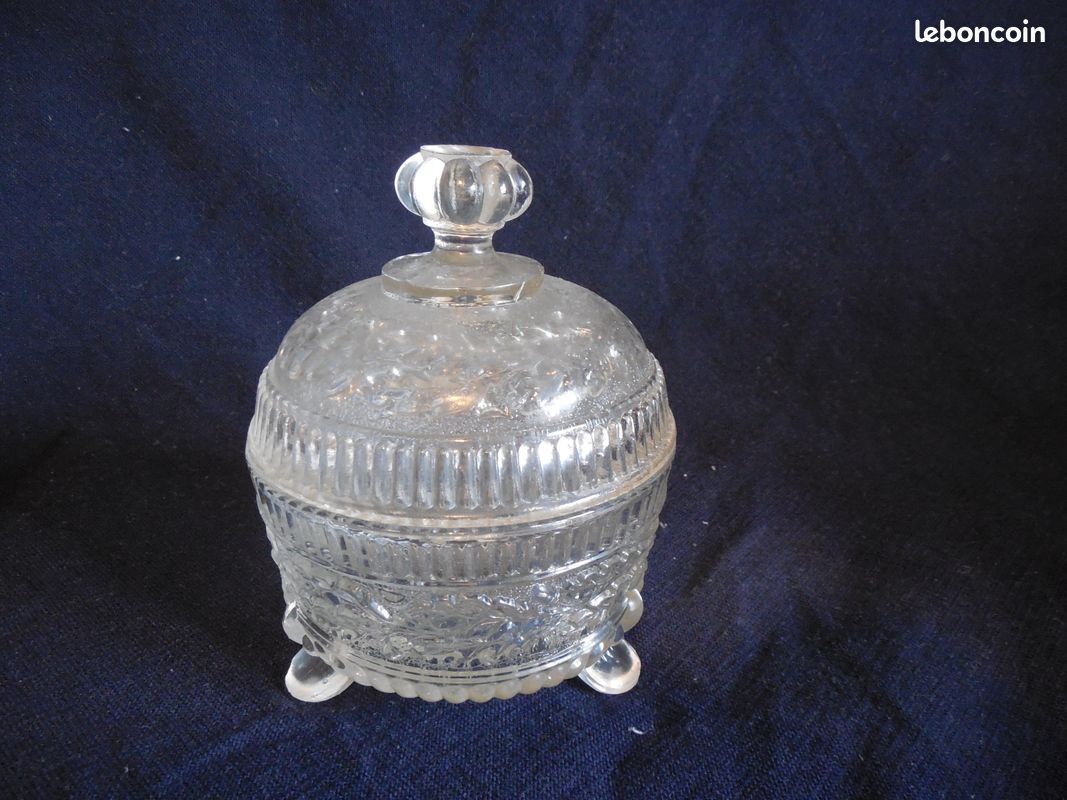 Ancien sucrier verre moulé à facettes | Selency