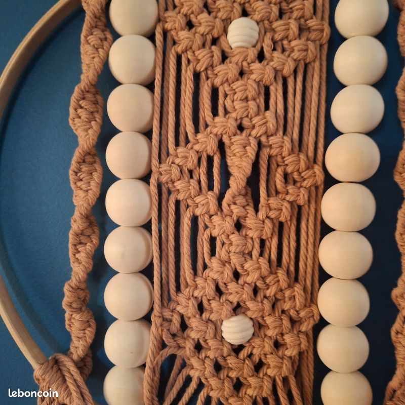 Kit Macramé 164 Pièces Perles Bois Naturel + Anneaux - Bracelets Déco DIY