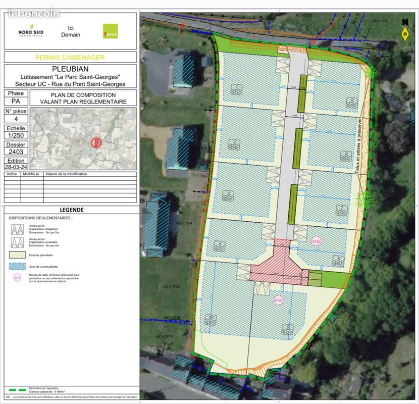 Terrain constructible et viabilisé - 818m2 - PLEUBIAN (22) · 77 900 €