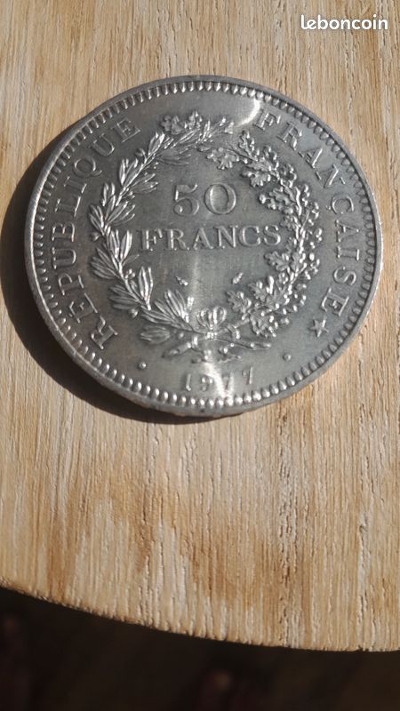 Pièce de monnaie 50 Francs 1977 Hercule en argent (image 1)