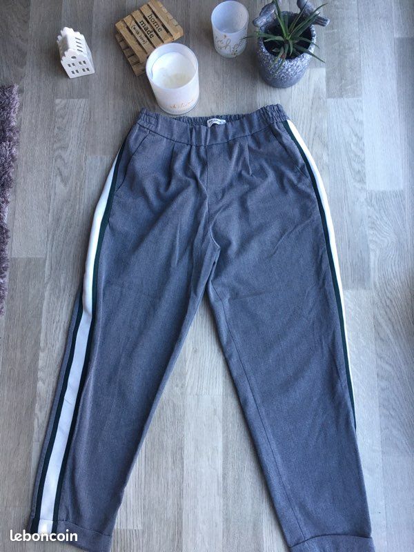 Pantalon causal gris pull and bear Taille S (image 1)