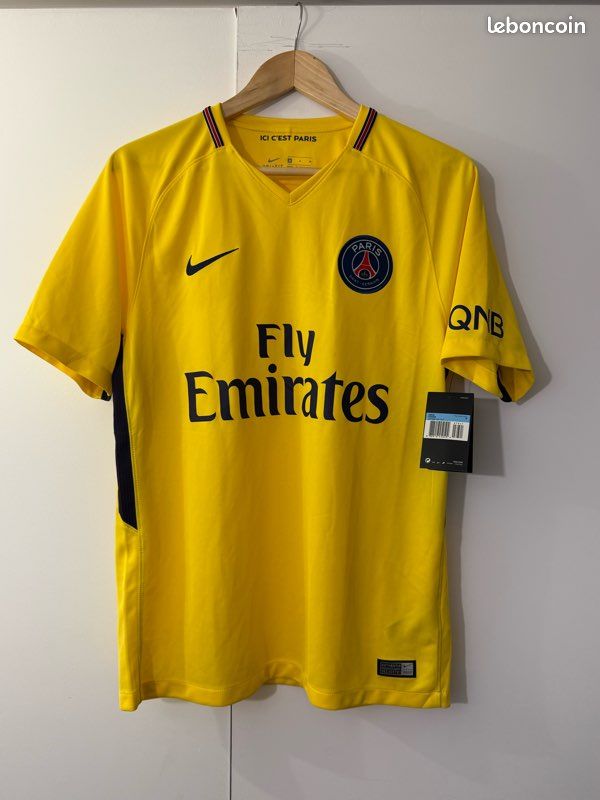 Maillot PSG 2017-2018 Neymar #10 - Extérieur Jaune - Nike - Taille L - Neuf