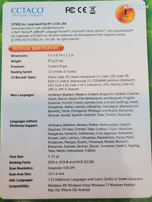 Ectaco C-Pen stylo scanner et traducteur (image 3)