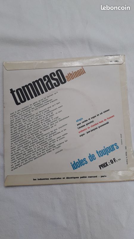 Disque vinyl 45 Tours "Idoles de toujours Adagio de Tommaso Albinoni", excellent état (image 2)