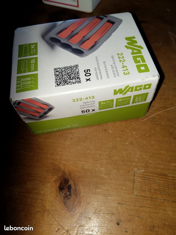 Boîte de 50 Bornes 3 fils 222-413 Wago (neuve) (image 3)