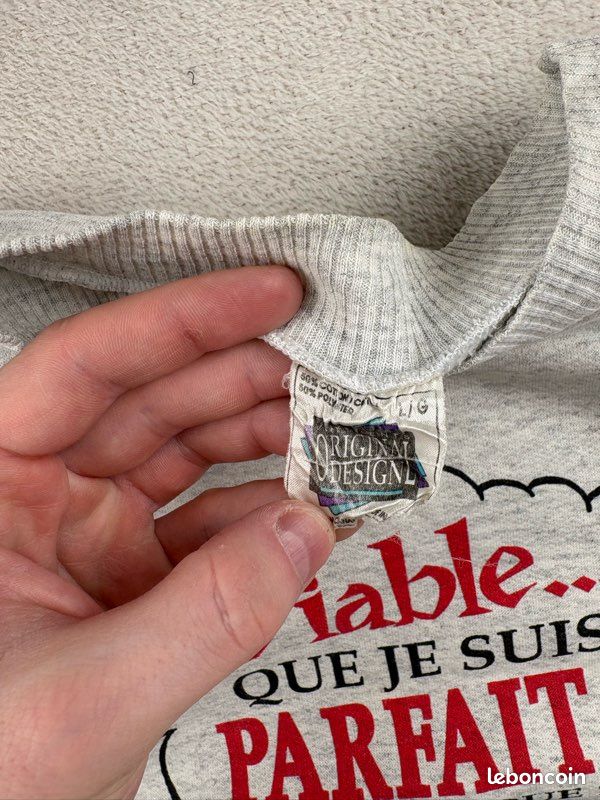 Sweat vintage diable humour gris 90s taille L (image 3)