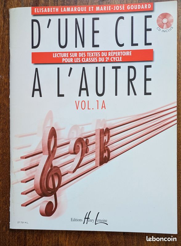 D'une clé à l'autre Vol 1A 2nd cycle Cd inclus, Lamarque (image 1)
