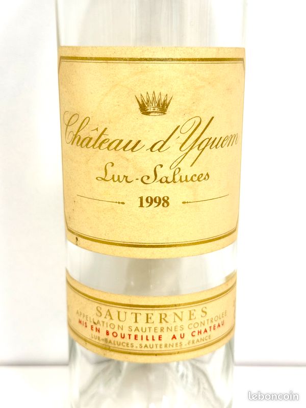 ✨YQUEM 1998✨Rare - Bouteille vide Château d’Yquem 1998 Sauternes 75cl bordeaux collection étiquette décoration cave vin bar restaurant (image 4)