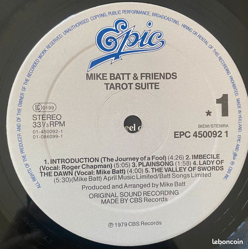 Vinyle - Mike Batt and Friends - Tarot Suite - EPC 450092 1 (image 7)