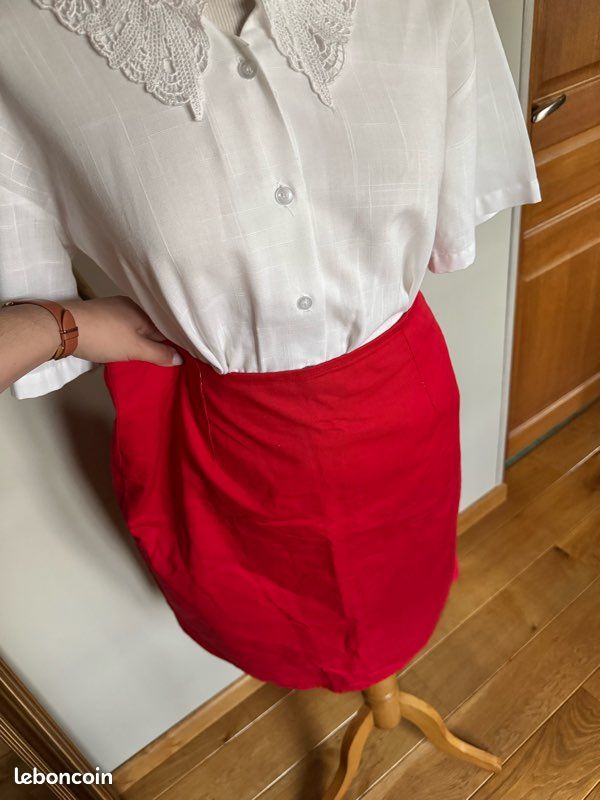 Jupe crayon, style rétro, en jersey bordeaux, Unique Vintage