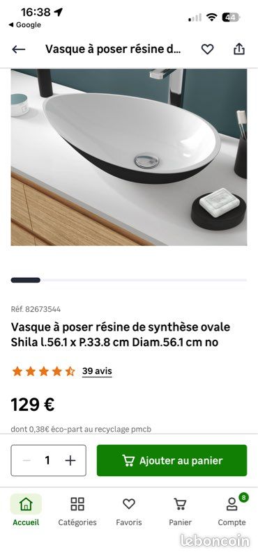 Vend vasque salle de bain ovale Leroy Merlin (image 7)