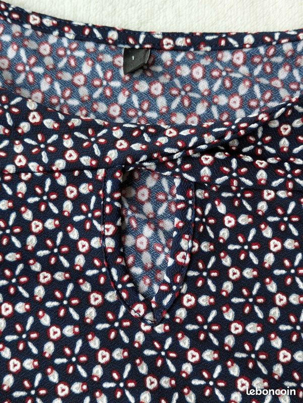 Tee shirt marine imprimé moléculaire bleu blanc rouge taille 36/38 tbe (image 7)