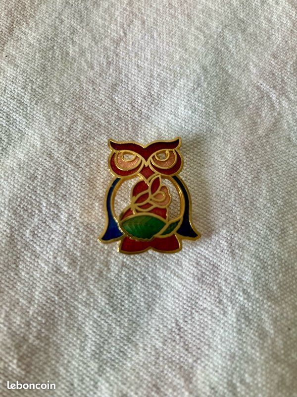 Ancienne broche en forme de chouette (image 1)