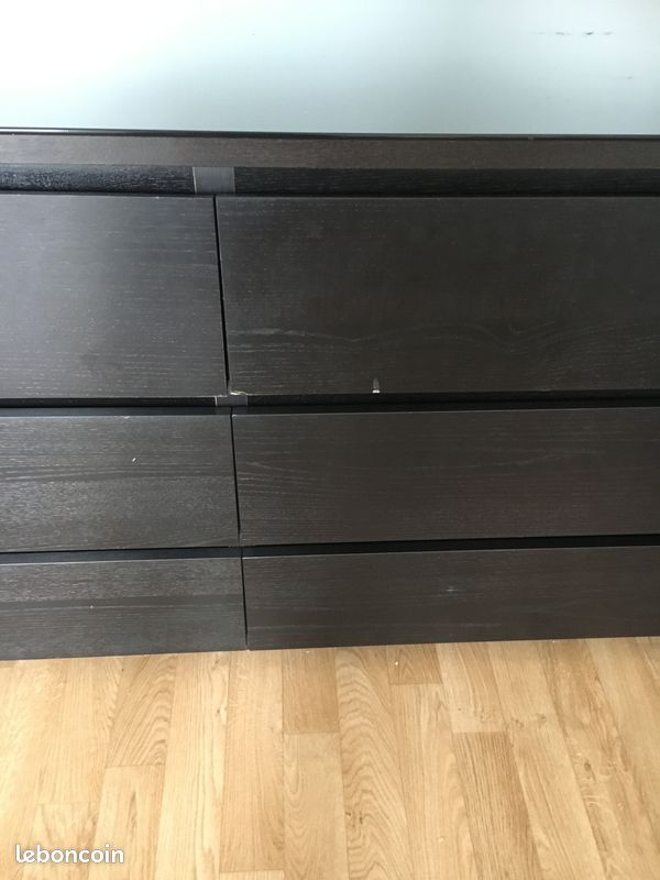 Commode noir MALM+ plateau en verre (image 3)