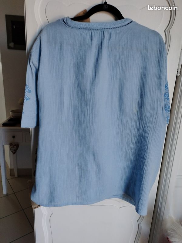 TUNIQUE HOMME FRANCOIS MANCHES COURTES BLEU CIEL