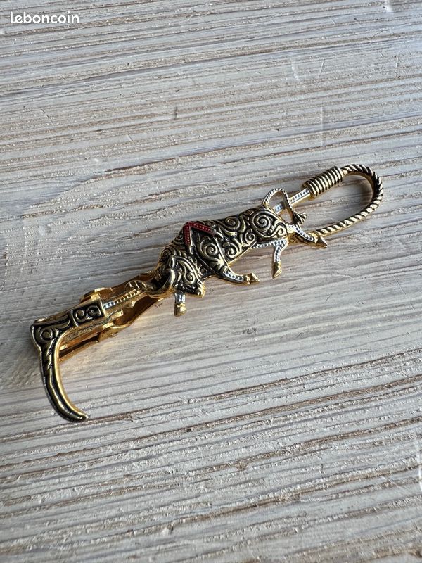 PINCE A CRAVATE vintage ANIMAL AIGLE doré et argenté