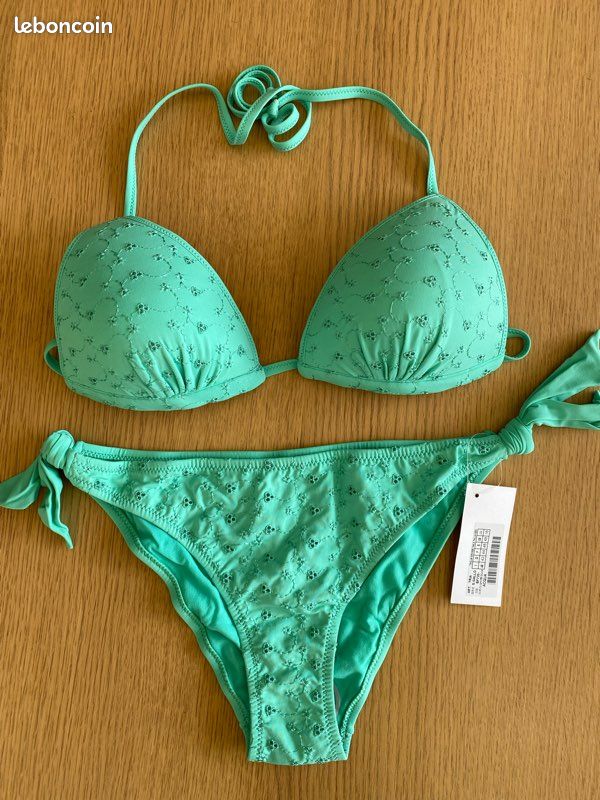 Bikini triangle push up bleu mint T44 XXL (image 2)