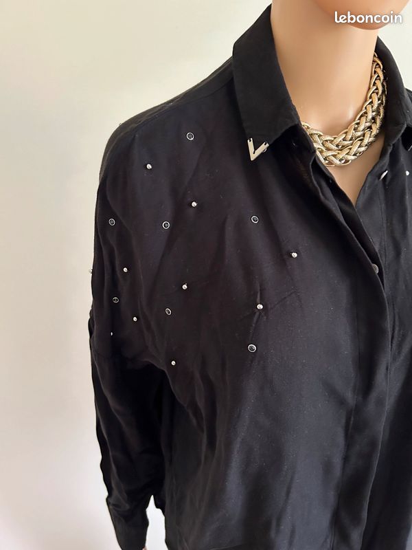 Blouse chemise noire à manches longues Kaporal taille S bon état (image 4)